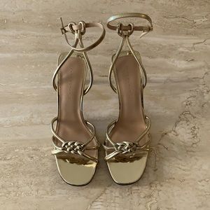 Zara Gold Knotted Heeled Sandals